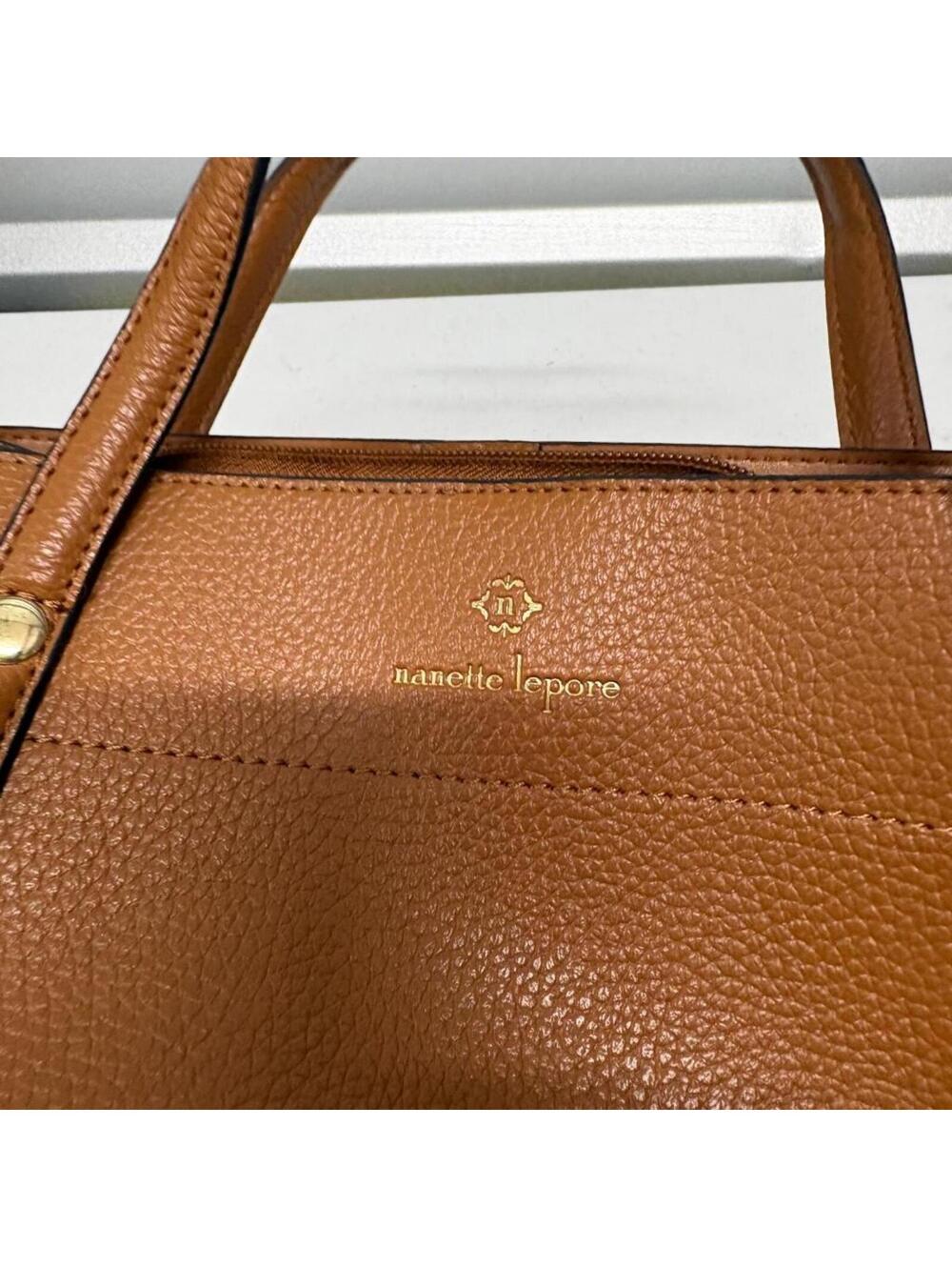 Nanette Lepore Women's Brown Pebbled Faux Leather Satchel Shoulder Bag Medium - Picture 6 of 9